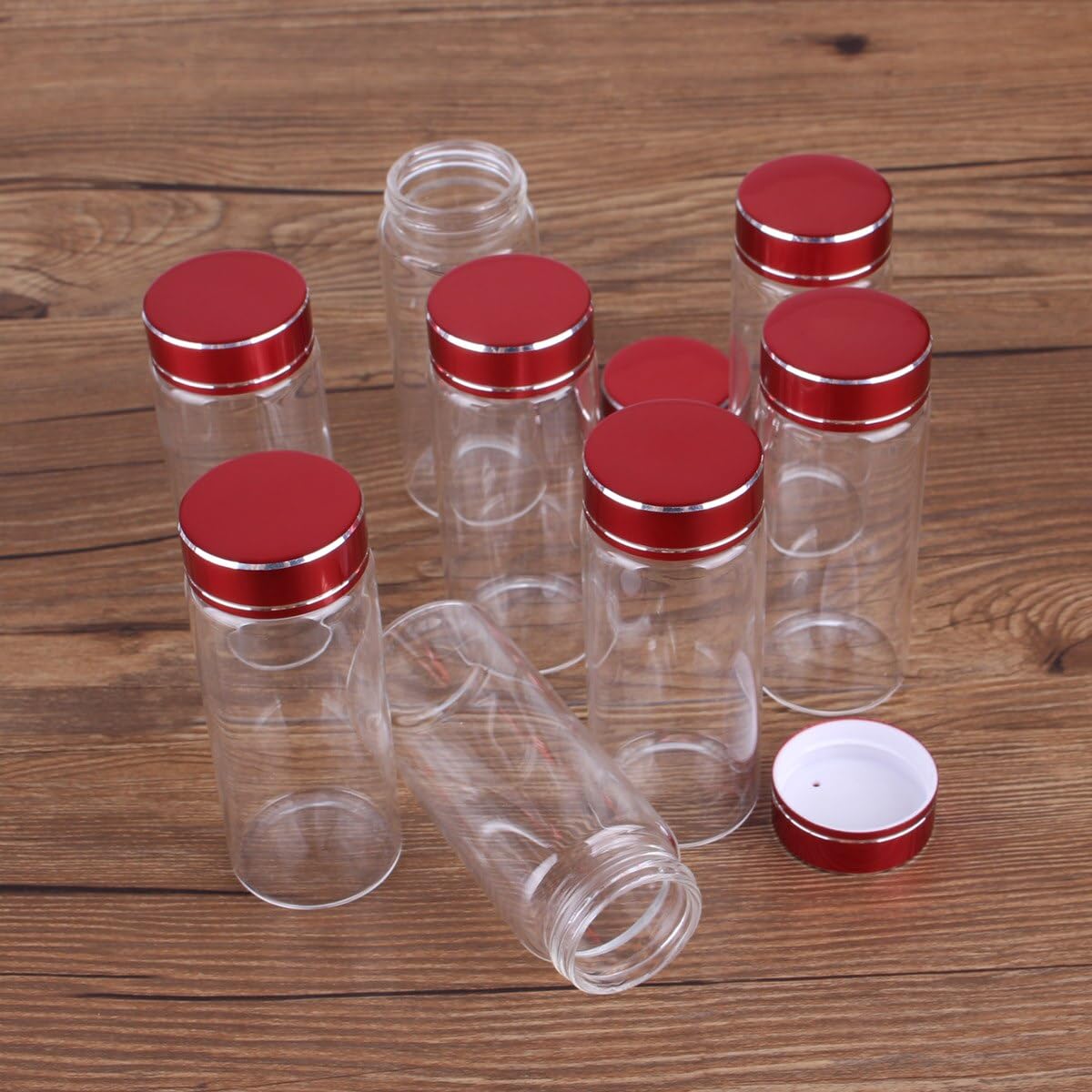 Amazon｜SYLALE 15 個 70 ミリリットルガラスボトル赤い蓋付き